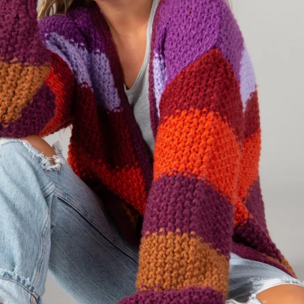 Oversized Natural Life striped cardigan